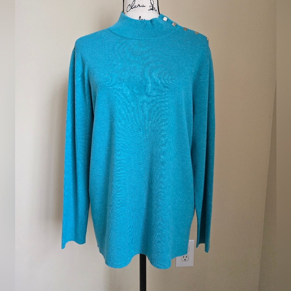 Chico's Turtleneck Sweater Womens XL Alpine Blue